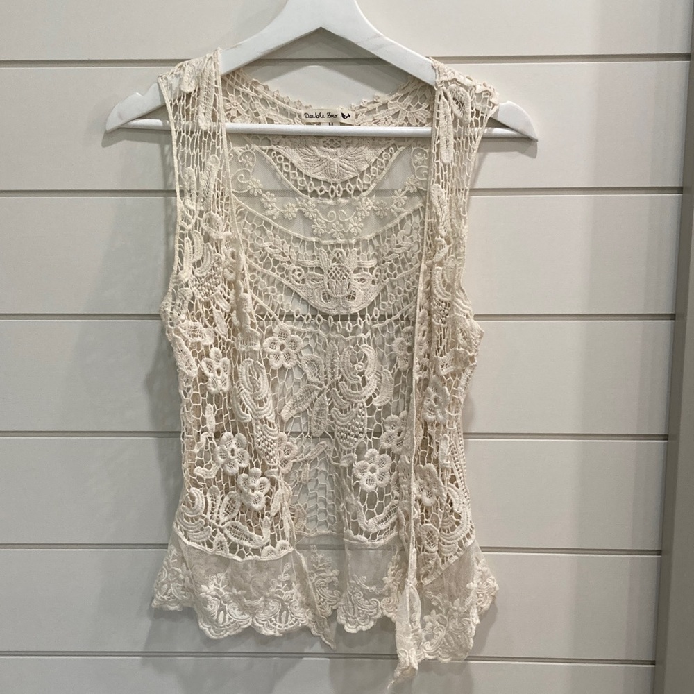 Cream Lace Vest